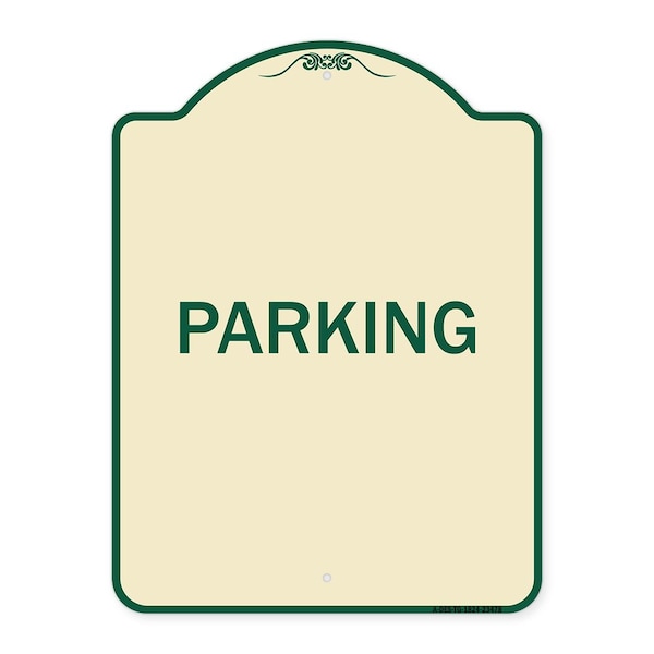 Designer Series Sign-Parking, Tan & Green Heavy-Gauge Aluminum Sign, 24" x 18", TG-1824-23478
